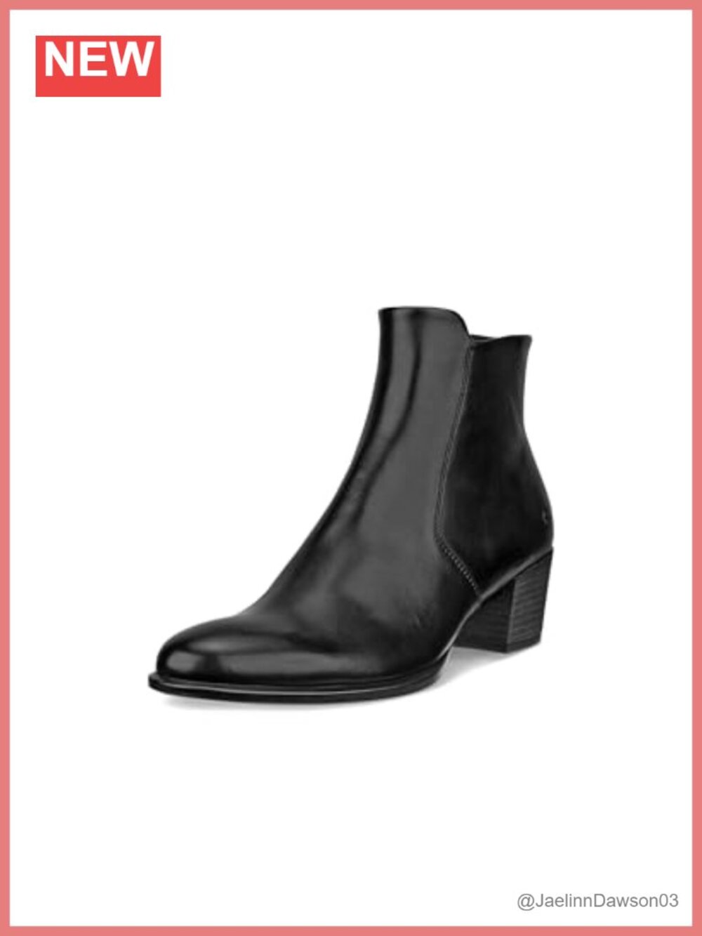 ECCO Dress Classic 35 Ankle Boots Leather Zip Block Heel